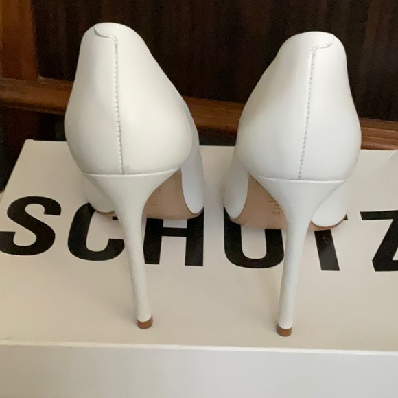 SCHULTZ Lou White Leather Heels Size 8 - Picture 5 of 9